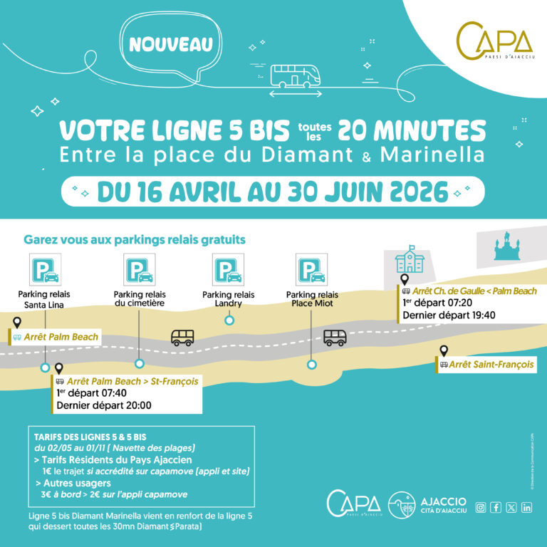 Ajaccio : nouvelle ligne 5 bis centre-ville – plages