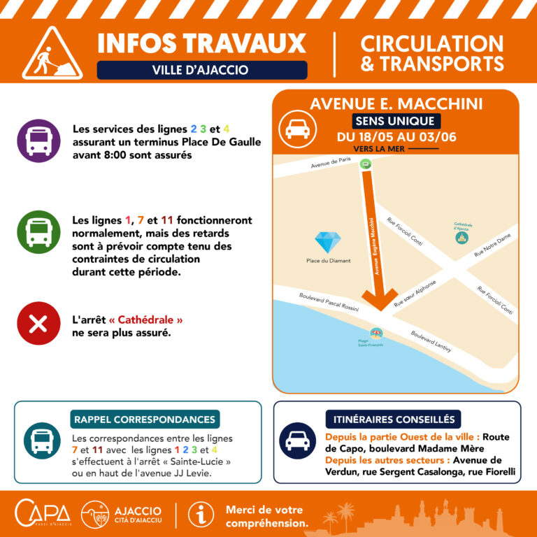 Rue Eugène Macchini – Travaux du 18 mai au 1er juin